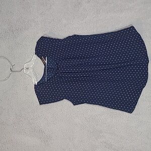 NWT Women's Blue with brown polka-dot Twine & String Blouse - Size L SKU 032